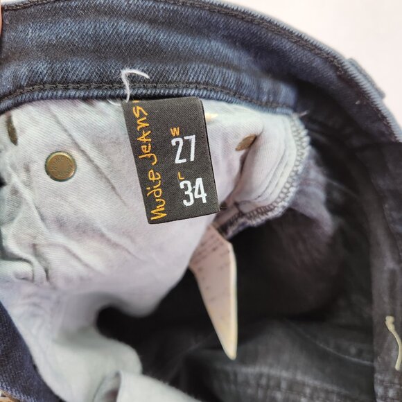 Nudie Jeans Womens Size 27X34 Skinny Mid Rise Slimming Stretch Faded Blue - Picture 13 of 15